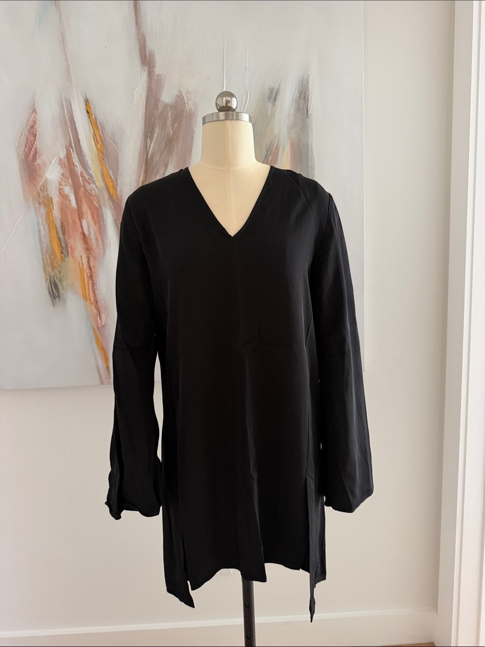 COS Black V-Neck Long Sleeve Tunic